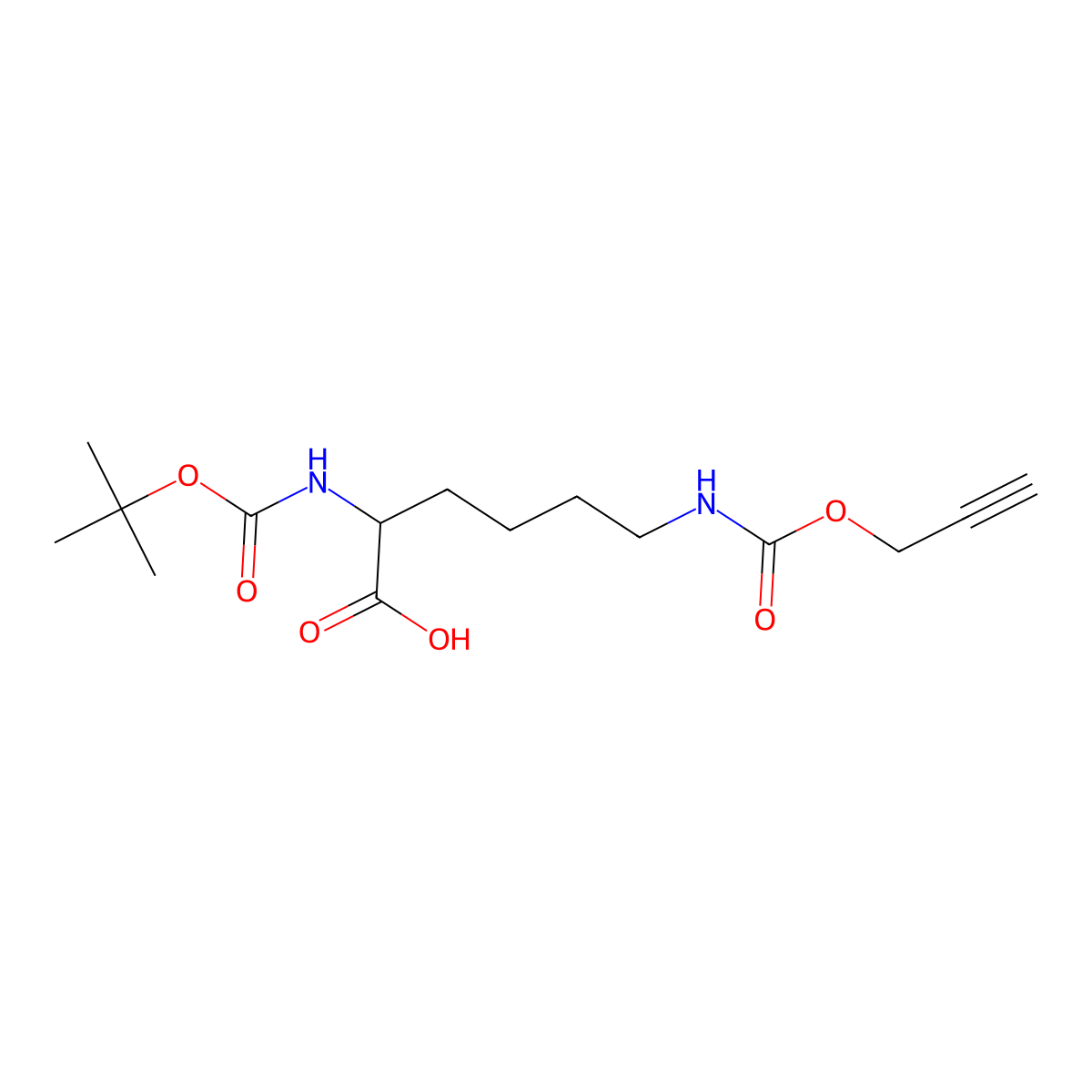 (S)-2-(tert-butoxycarbonylamino)-6-((prop-2-ynyloxy)carbonylamino)hexanoic acid molecular structure, CAS 1202704-91-3