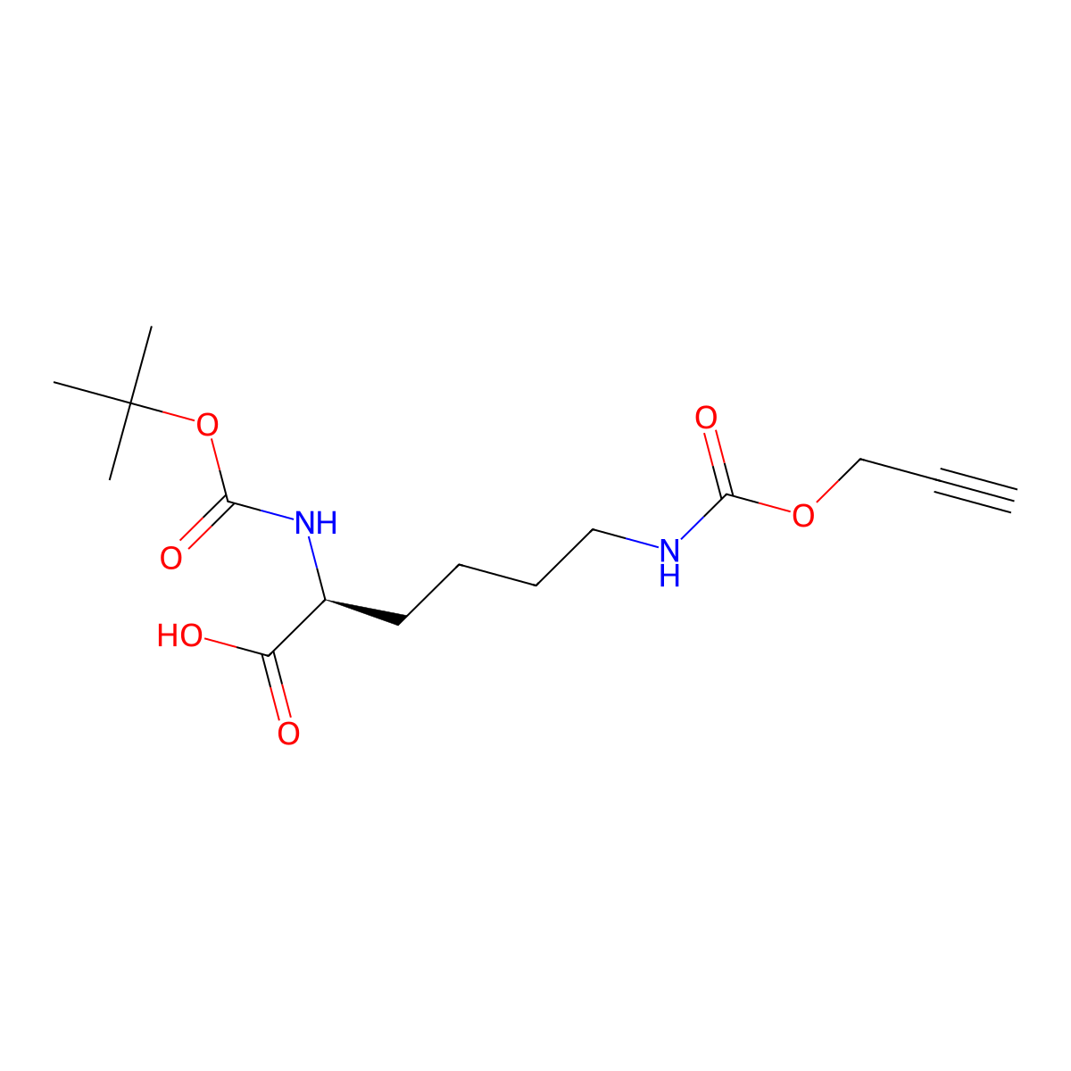 (S)-2-(tert-butoxycarbonylamino)-6-((prop-2-ynyloxy)carbonylamino)hexanoic acid molecular structure, CAS 1202704-91-3