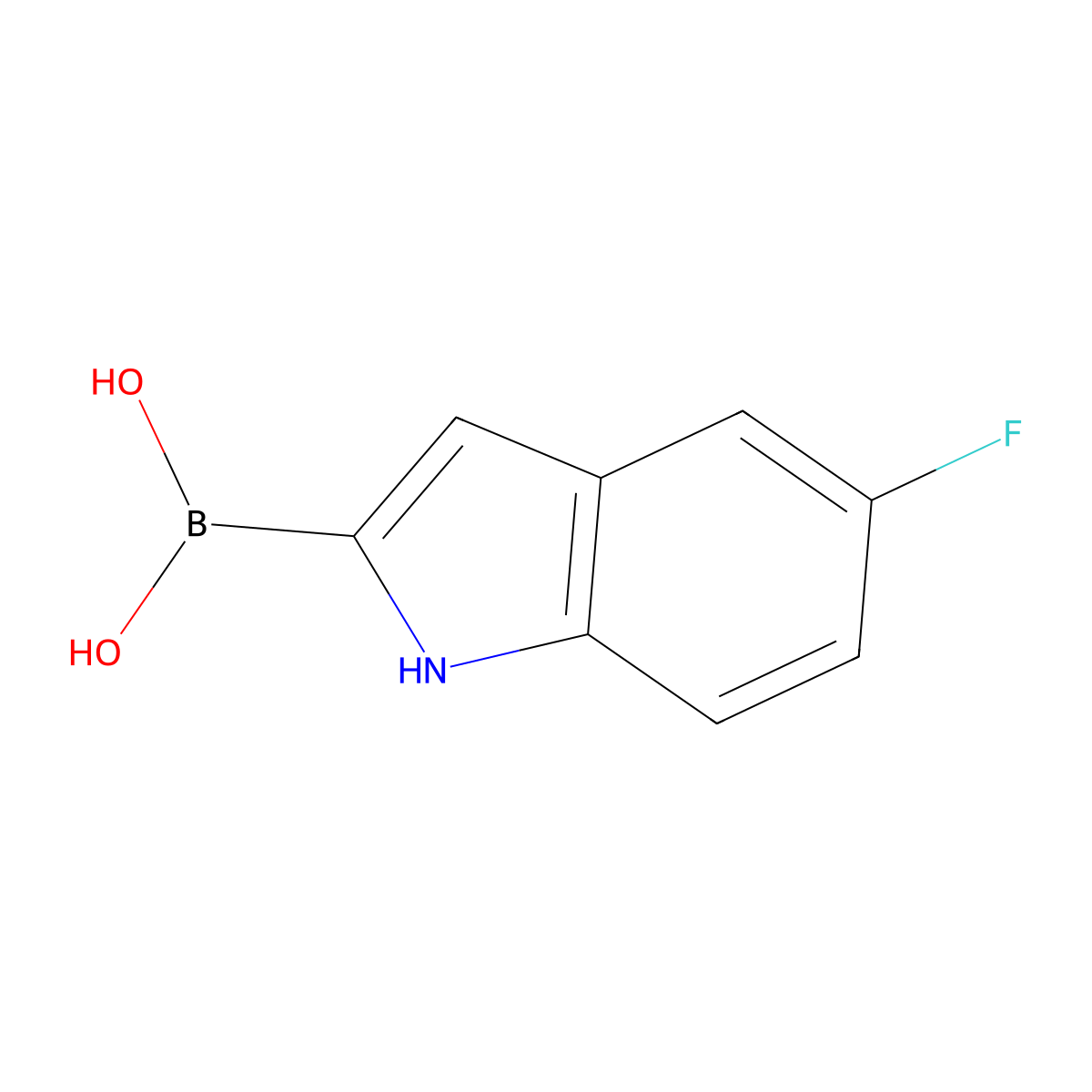 (5-fluoro-1H-indol-2-yl)boronic acid molecular structure, CAS 1202709-15-6