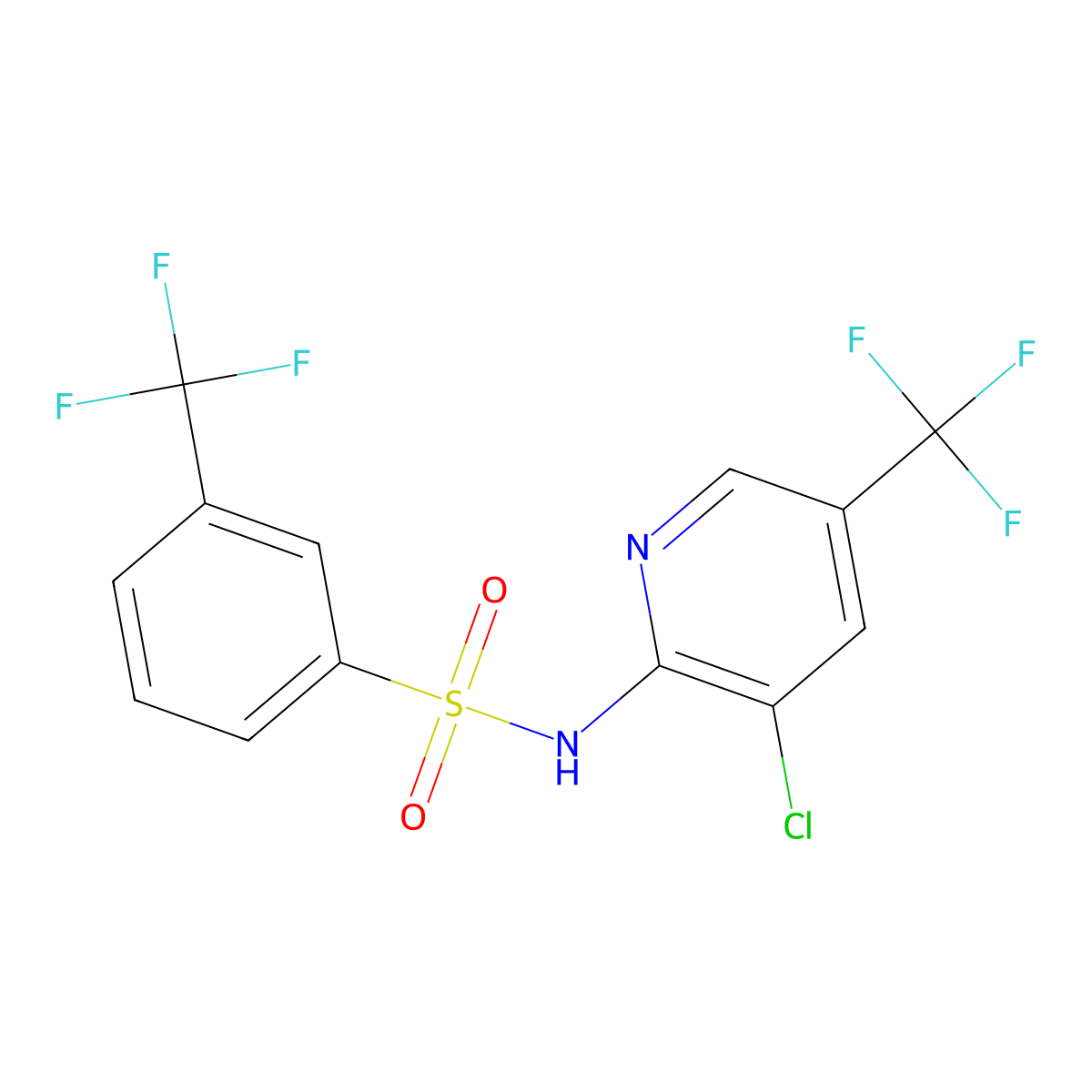 N-[3-chloro-5-(trifluoromethyl)pyridin-2-yl]-3-(trifluoromethyl)benzene-1-sulfonamide molecular structure, CAS 120271-22-9