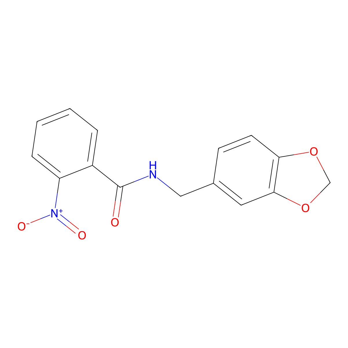 N-(1,3-benzodioxol-5-ylmethyl)-2-nitrobenzamide molecular structure, CAS 120275-96-9