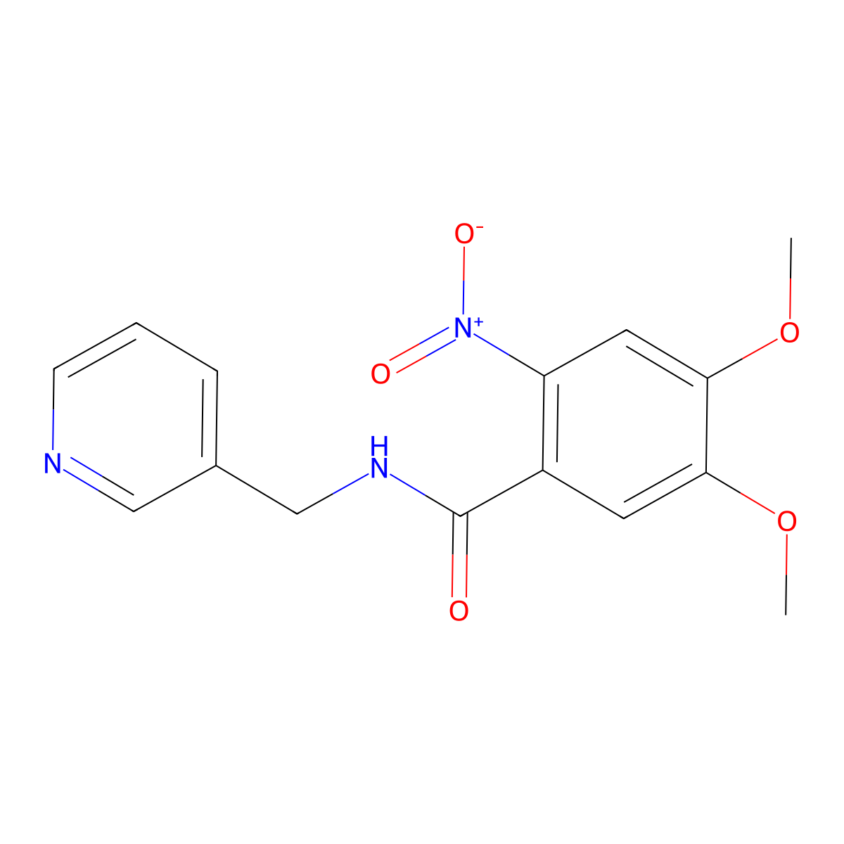 4,5-dimethoxy-2-nitro-N-(pyridin-3-ylmethyl)benzamide molecular structure, CAS 120276-84-8