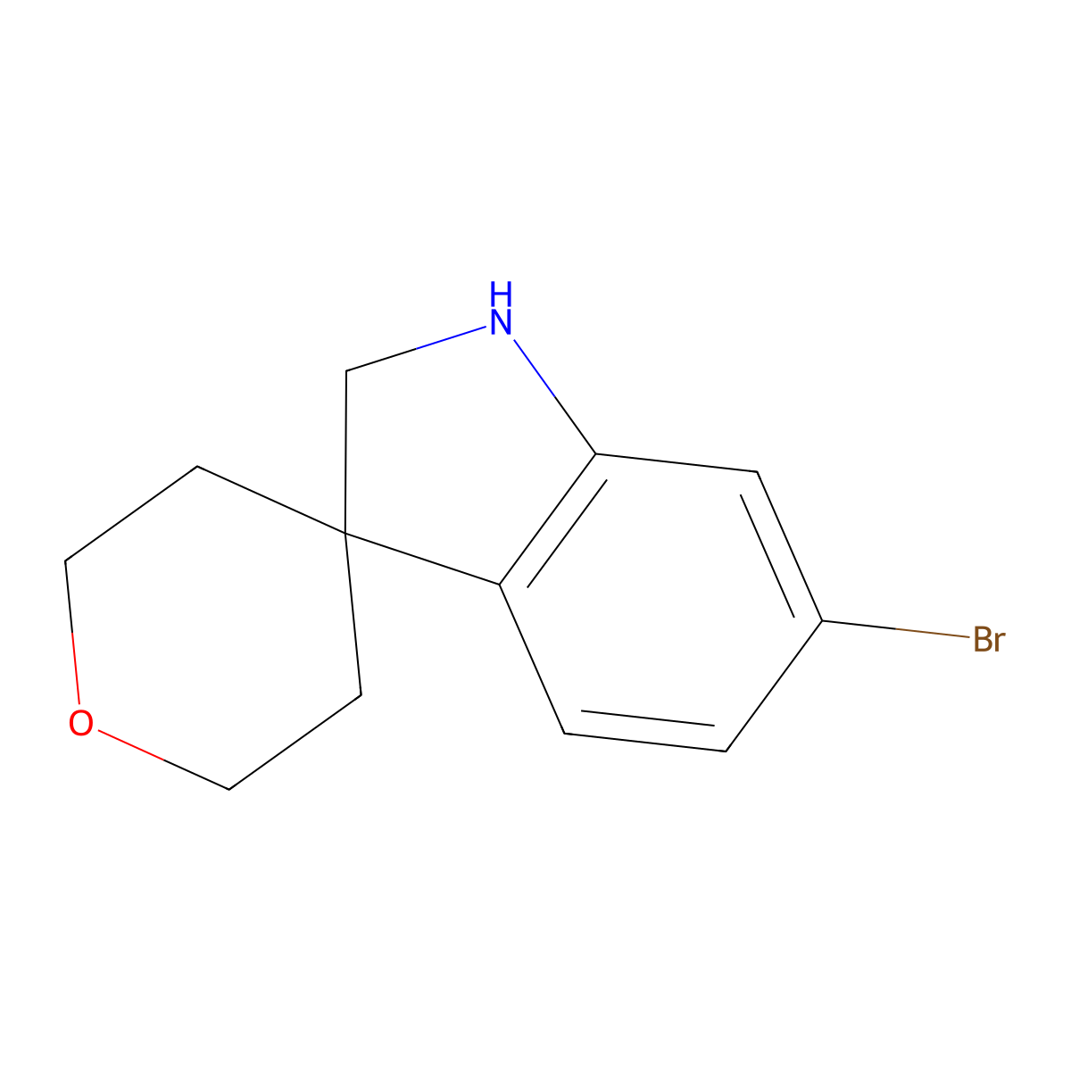 6-Bromo-1,2-dihydrospiro(indole-3,4'-oxane) molecular structure, CAS 1202765-56-7