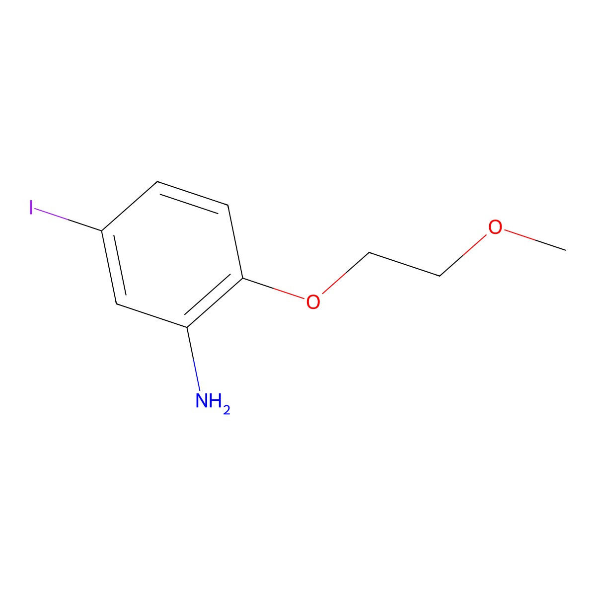 5-Iodo-2-(2-methoxyethoxy)benzenamine molecular structure, CAS 1202767-49-4