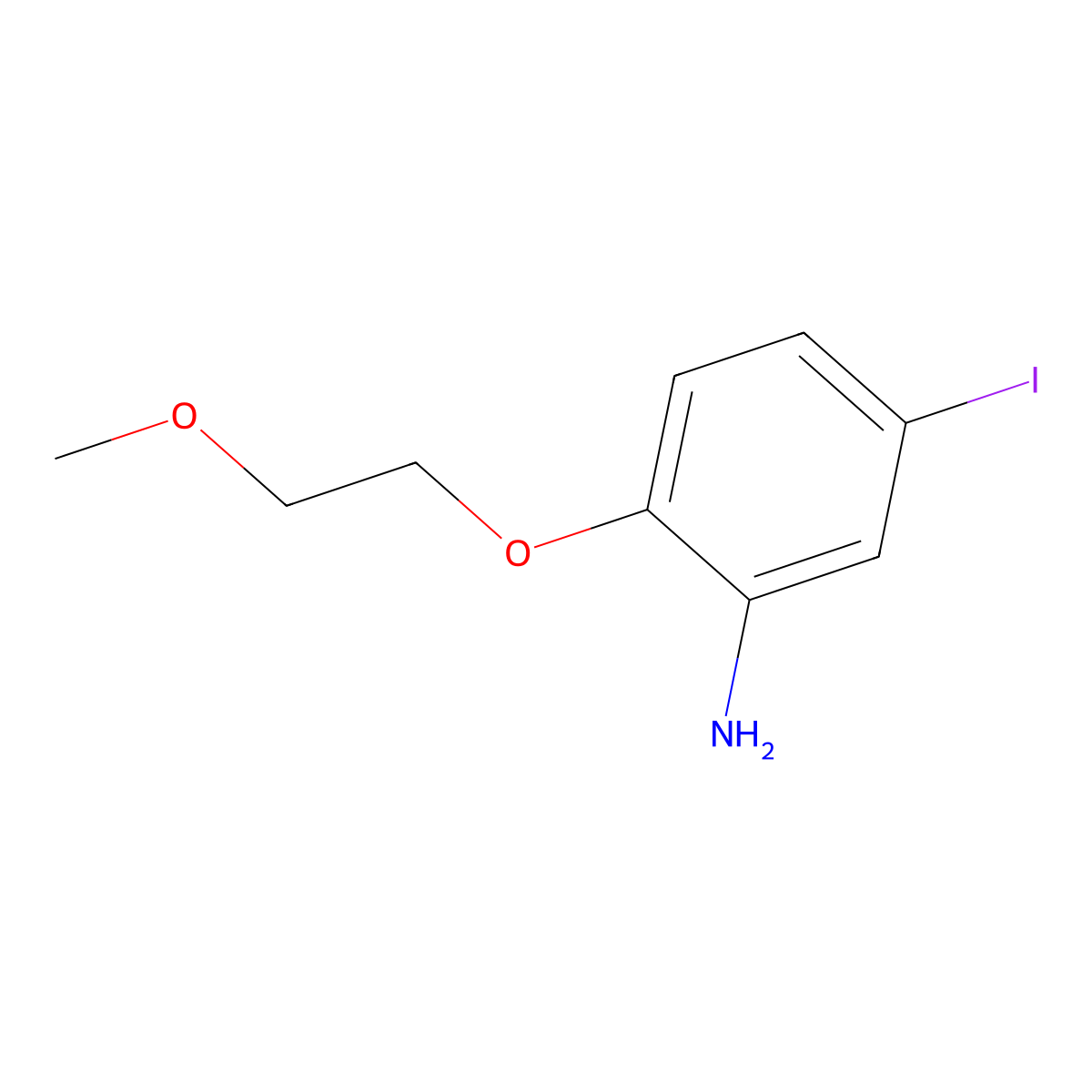 5-Iodo-2-(2-methoxyethoxy)benzenamine molecular structure, CAS 1202767-49-4
