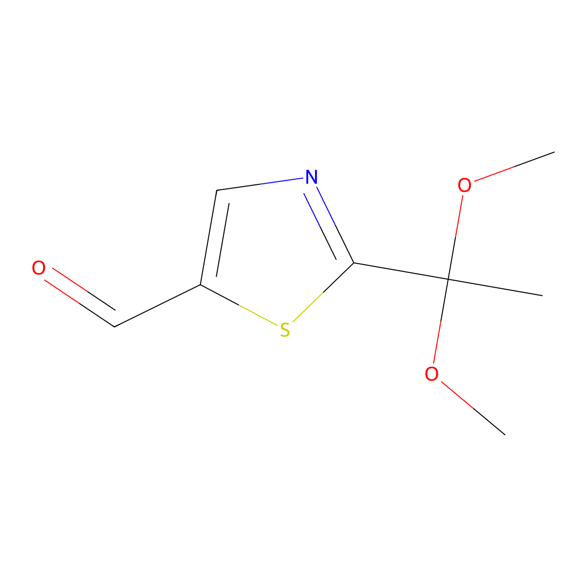 2-(1,1-Dimethoxyethyl)thiazole-5-carbaldehyde molecular structure, CAS 1202769-56-9