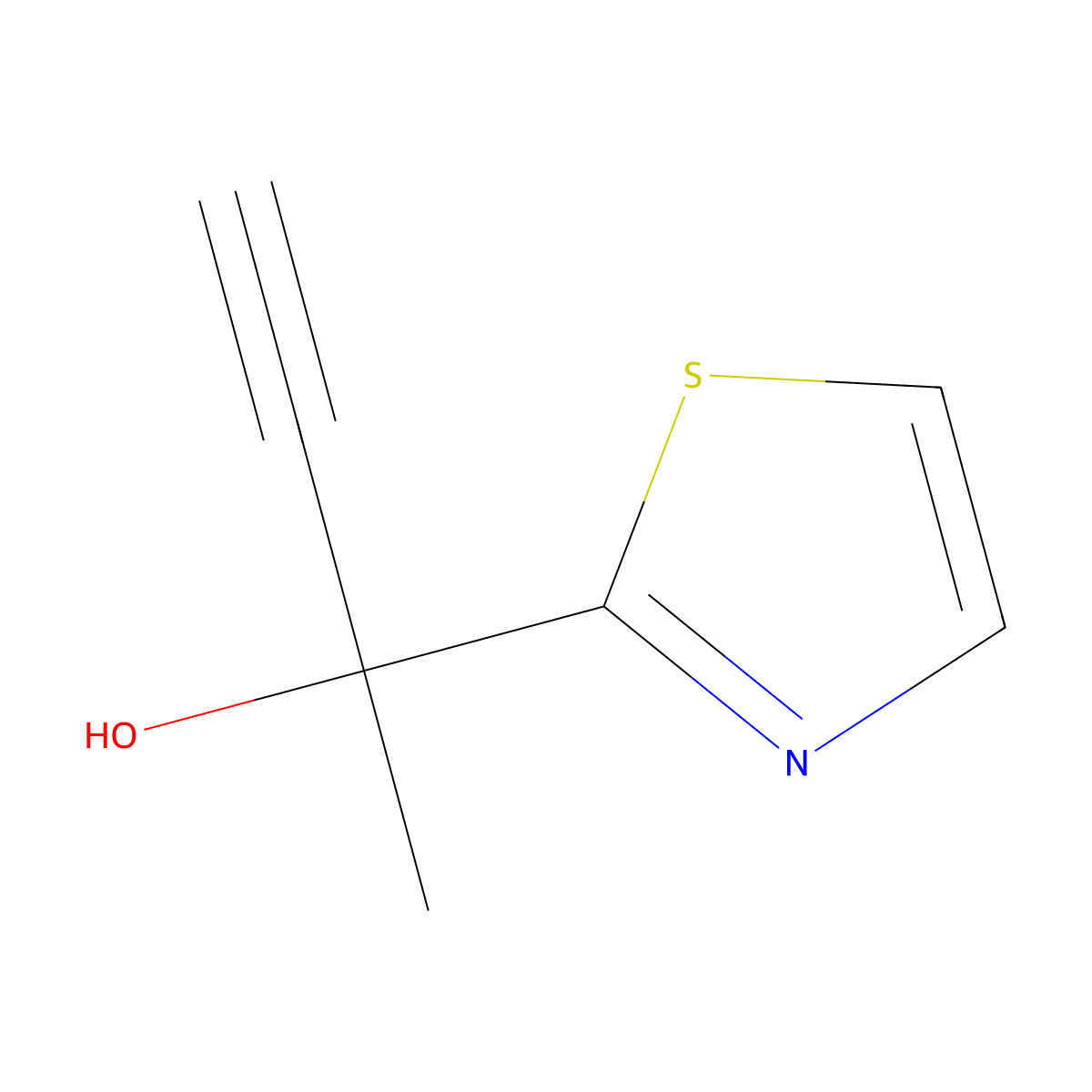 2-(Thiazol-2-yl)but-3-yn-2-ol molecular structure, CAS 1202769-68-3