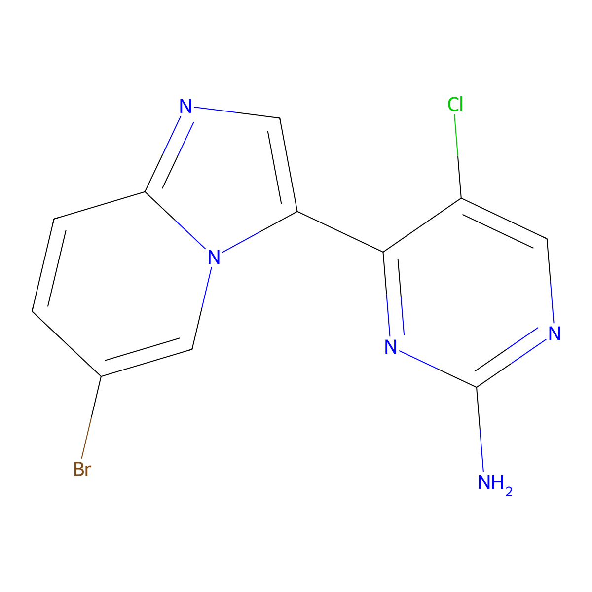 4-(6-Bromoimidazo[1,2-a]pyridin-3-yl)-5-chloropyrimidin-2-amine molecular structure, CAS 1202770-70-4