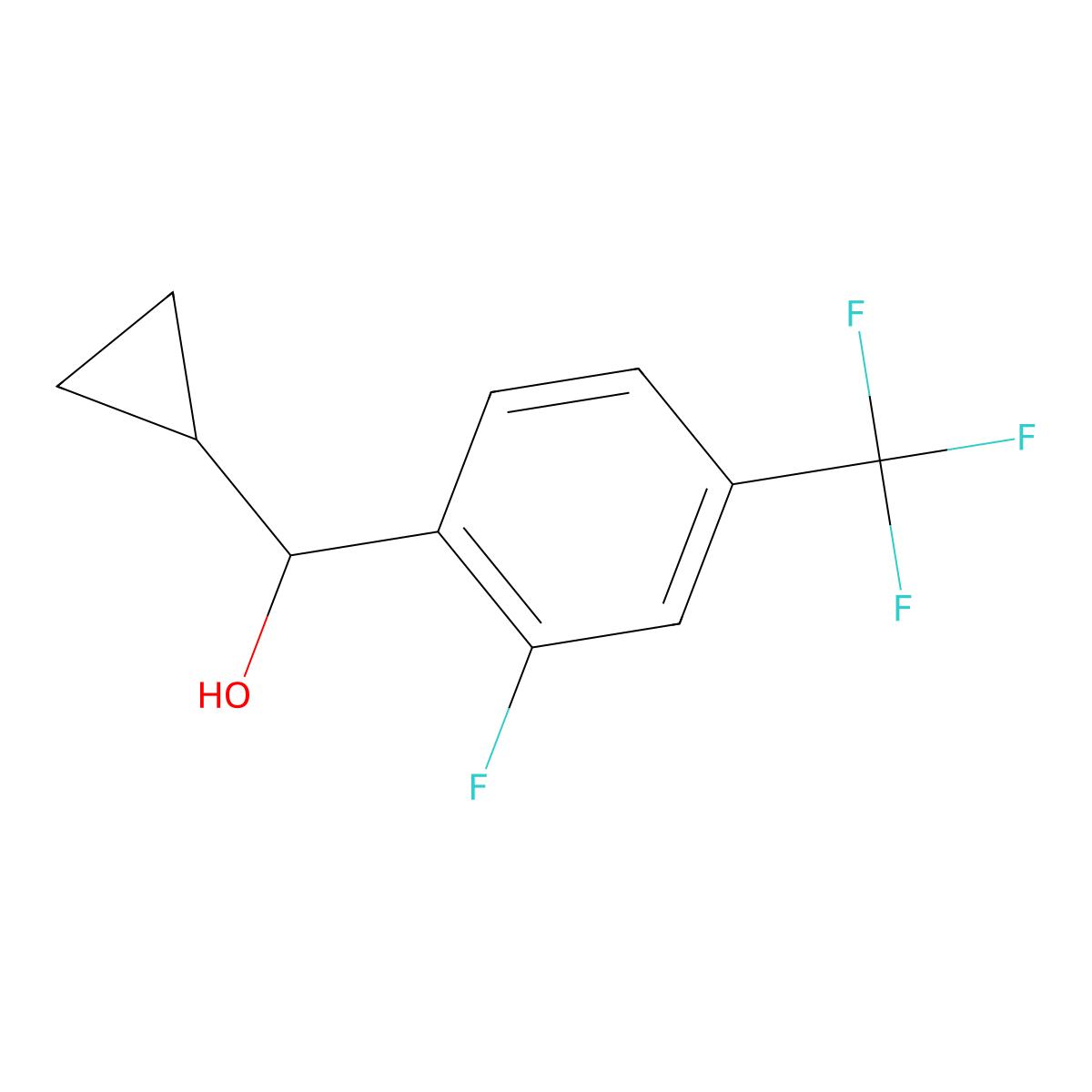 Cyclopropyl(2-fluoro-4-(trifluoromethyl)phenyl)methanol molecular structure, CAS 1202774-89-7