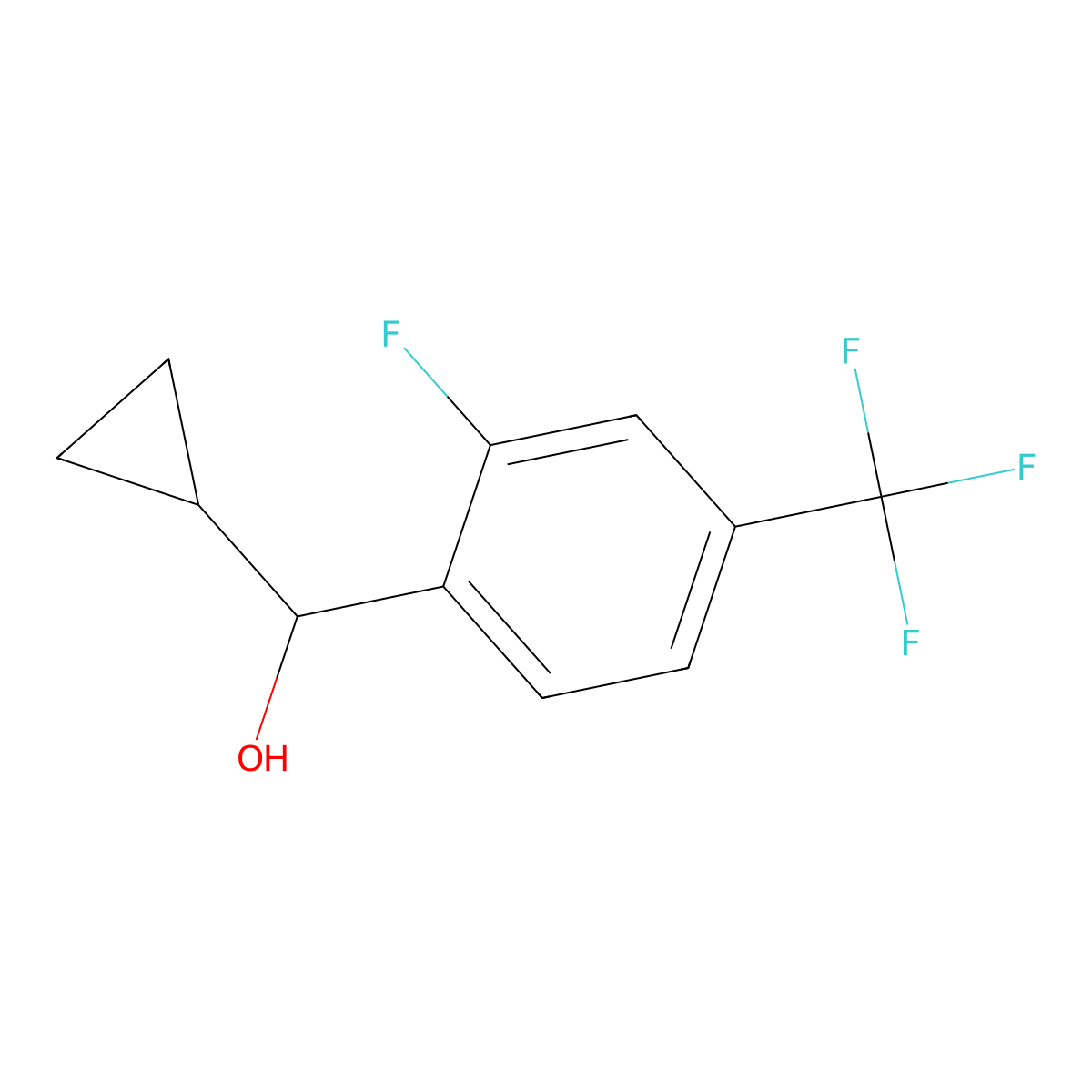 Cyclopropyl(2-fluoro-4-(trifluoromethyl)phenyl)methanol molecular structure, CAS 1202774-89-7