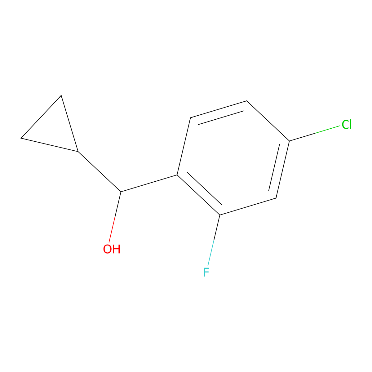 (4-Chloro-2-fluorophenyl)(cyclopropyl)methanol molecular structure, CAS 1202774-93-3