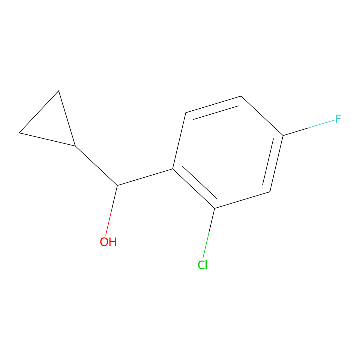 2-Chloro-alpha-cyclopropyl-4-fluorobenzenemethanol molecular structure, CAS 1202774-97-7