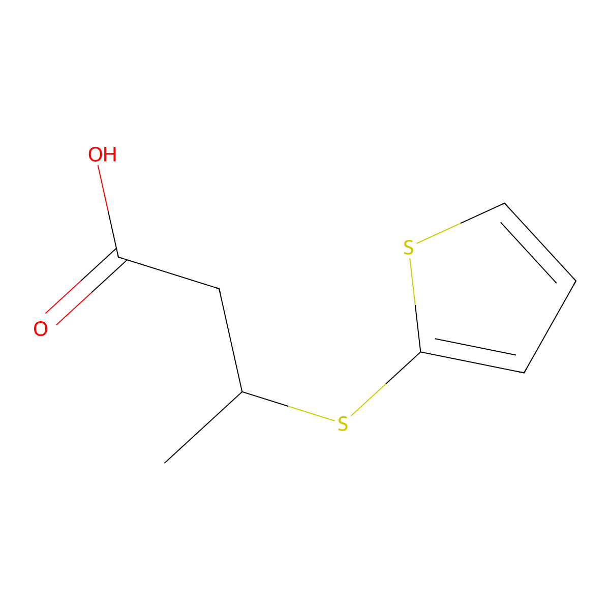 3-((Thiophen-2-yl)sulfanyl)butanoic acid molecular structure, CAS 120279-20-1