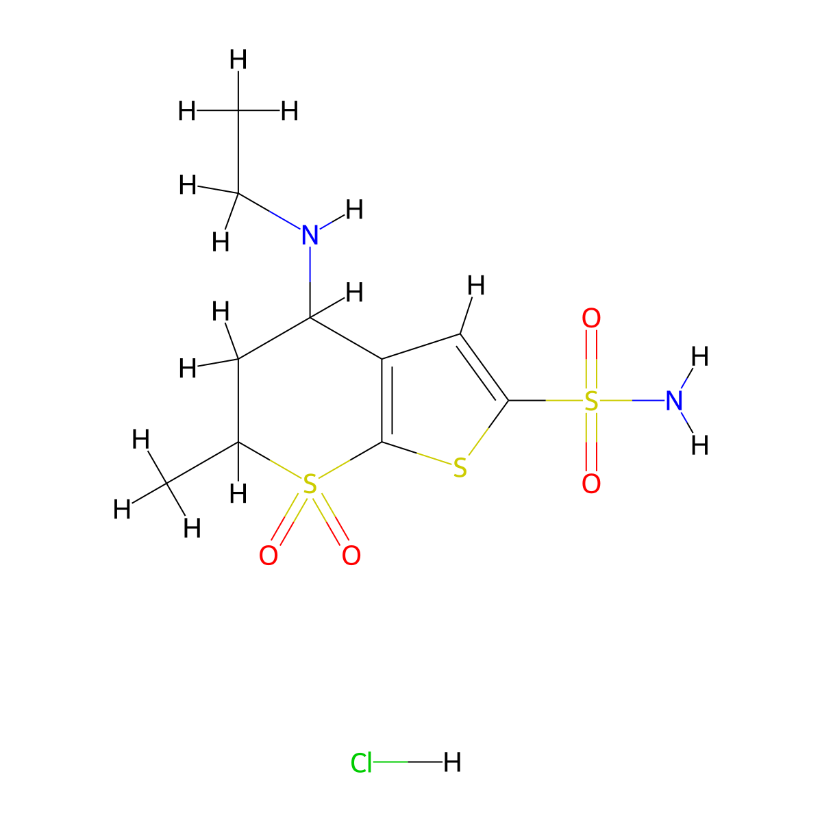 rac-cis Dorzolamide Hydrochloride molecular structure, CAS 120279-37-0