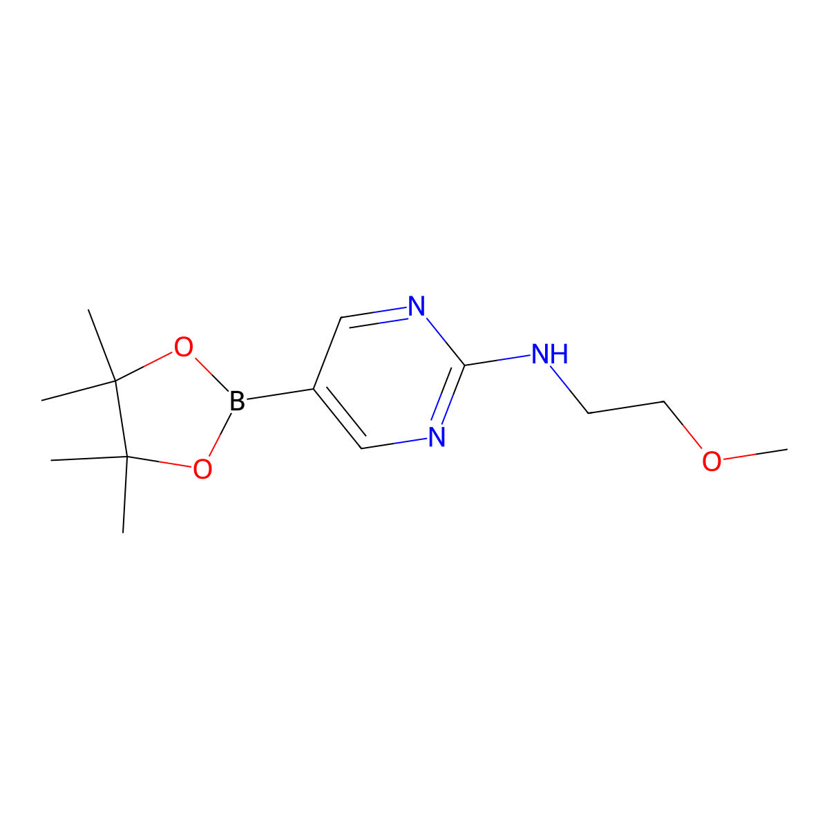 N-(2-Methoxyethyl)-5-(4,4,5,5-tetramethyl-1,3,2-dioxaborolan-2-yl)pyrimidin-2-amine molecular structure, CAS 1202805-24-0
