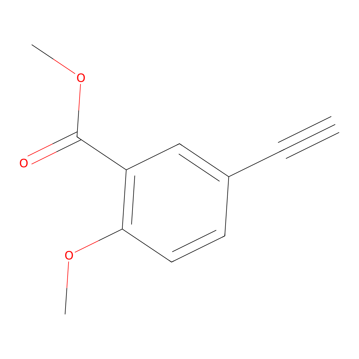 Methyl 5-ethynyl-2-methoxybenzoate molecular structure, CAS 1202818-90-3