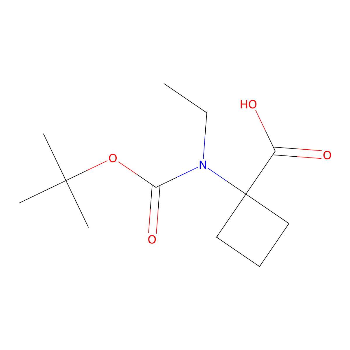 1-((tert-Butoxycarbonyl)(ethyl)amino)cyclobutane-1-carboxylic acid molecular structure, CAS 1202858-80-7