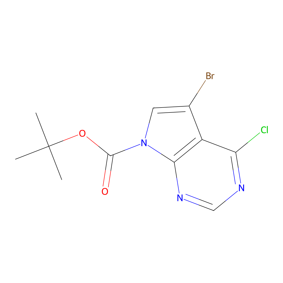 tert-Butyl 5-bromo-4-chloro-7H-pyrrolo(2,3-d)pyrimidine-7-carboxylate molecular structure, CAS 1202864-54-7