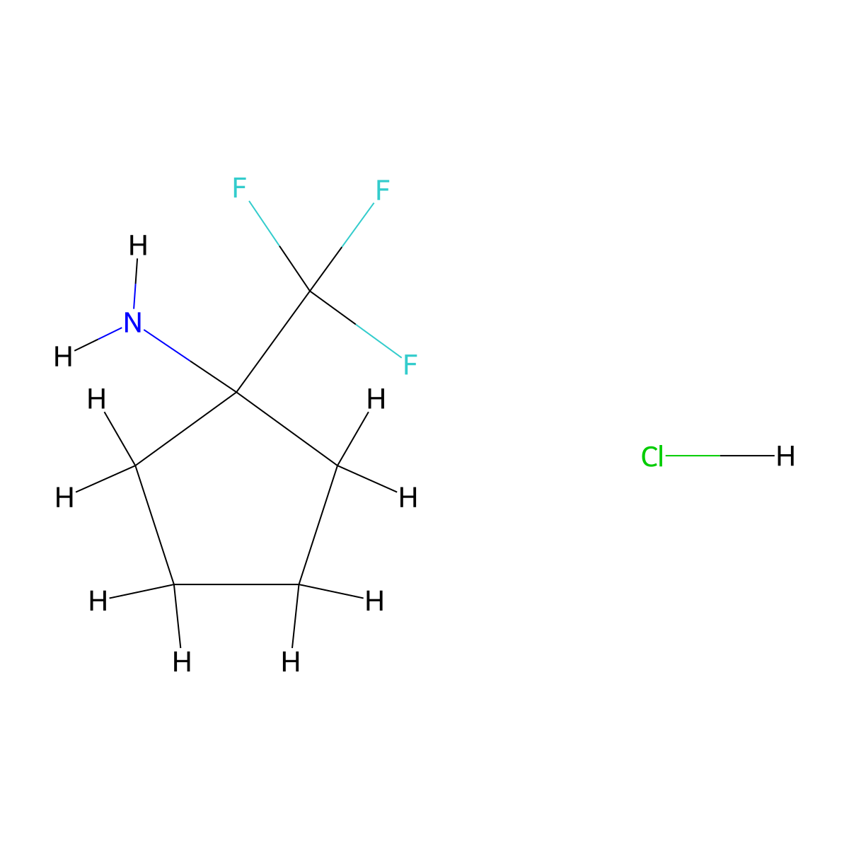 1-(Trifluoromethyl)cyclopentan-1-amine--hydrogen chloride (1/1) molecular structure, CAS 1202865-05-1