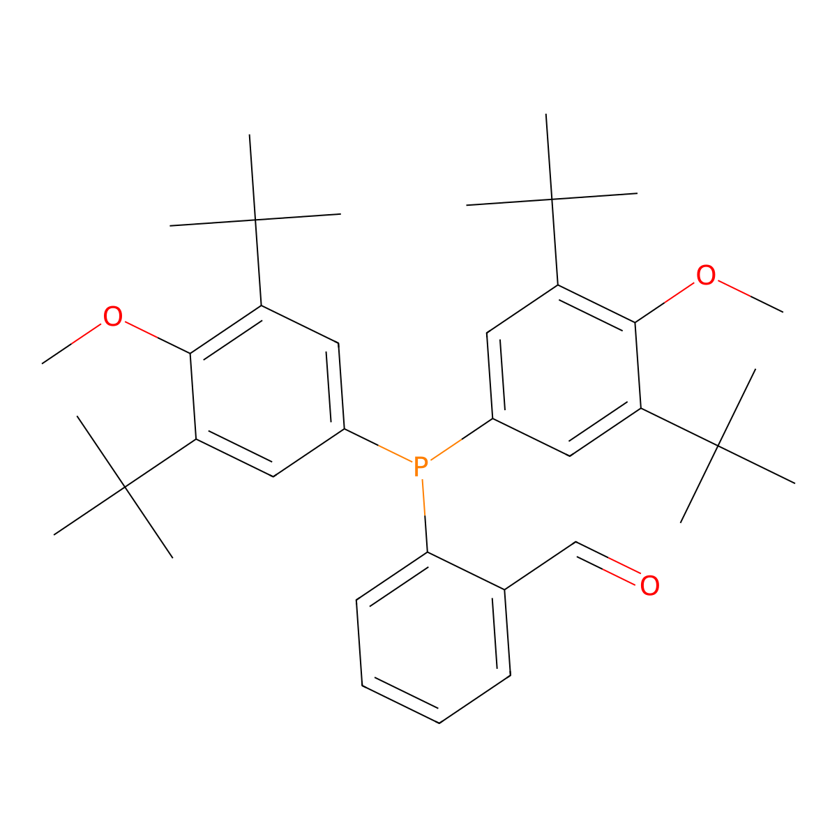 2-[Bis(3,5-di-tert-butyl-4-methoxyphenyl)phosphino]benzaldehyde molecular structure, CAS 1202865-21-1