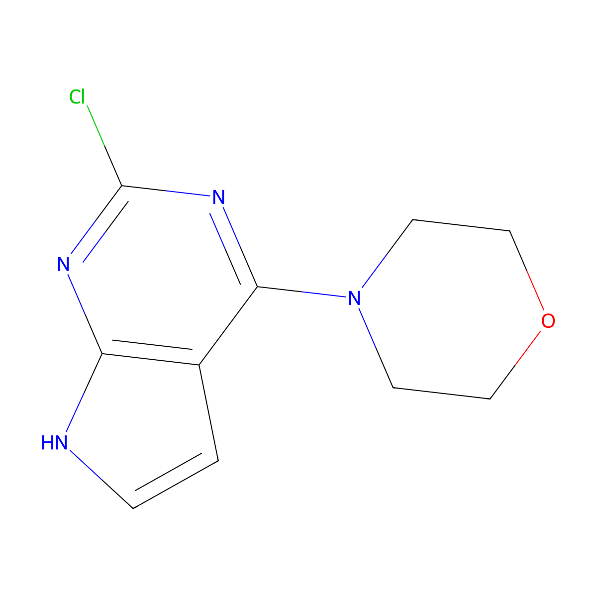 4-(2-chloro-7H-pyrrolo[2,3-d]pyrimidin-4-yl)morpholine molecular structure, CAS 1202885-72-0