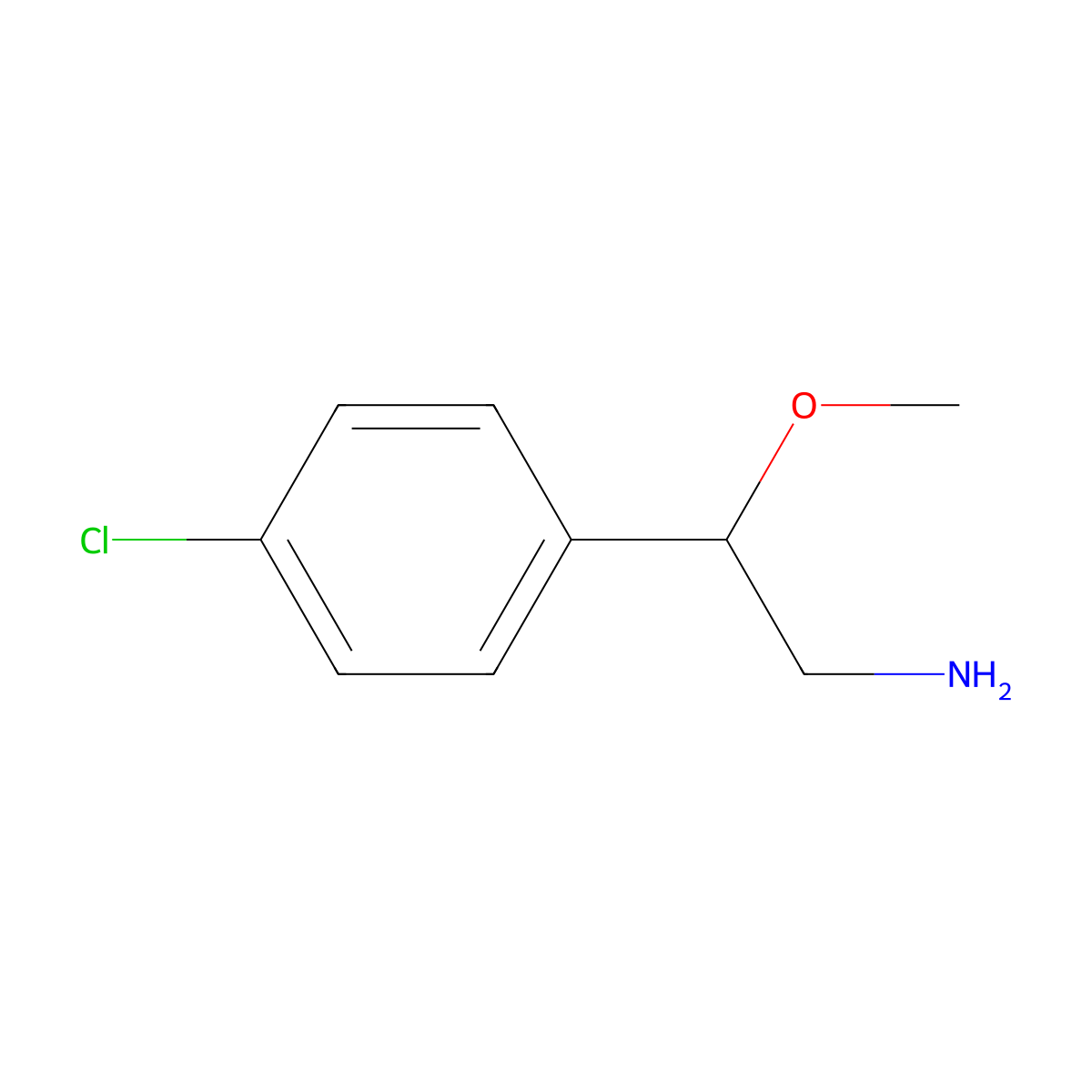 2-(4-Chlorophenyl)-2-methoxyethan-1-amine molecular structure, CAS 1202890-94-5