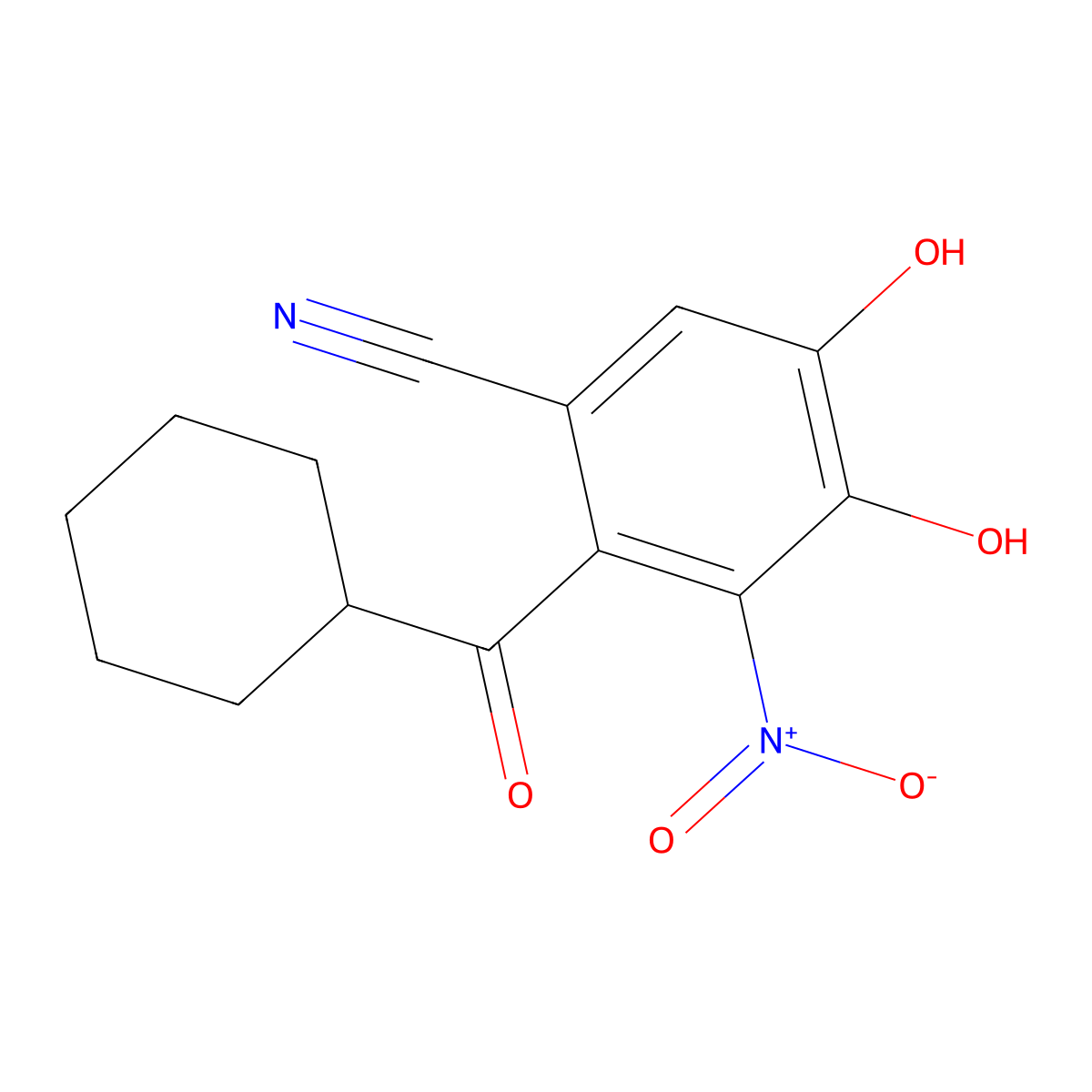 2-(Cyclohexanecarbonyl)-4,5-dihydroxy-3-nitrobenzonitrile molecular structure, CAS 1202893-21-7