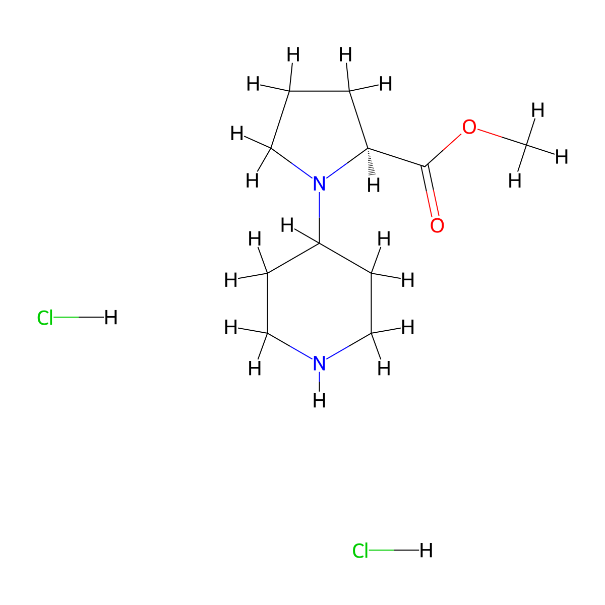 Methyl (2S)-1-(piperidin-4-YL)pyrrolidine-2-carboxylate dihydrochloride molecular structure, CAS 1202899-22-6