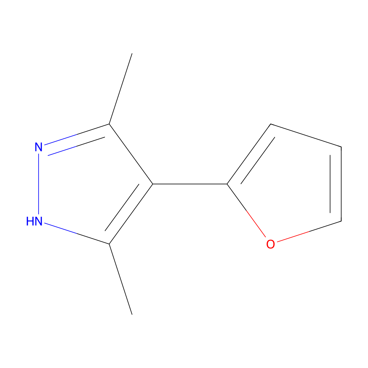 4-(furan-2-yl)-3,5-dimethyl-1H-pyrazole molecular structure, CAS 120290-06-4