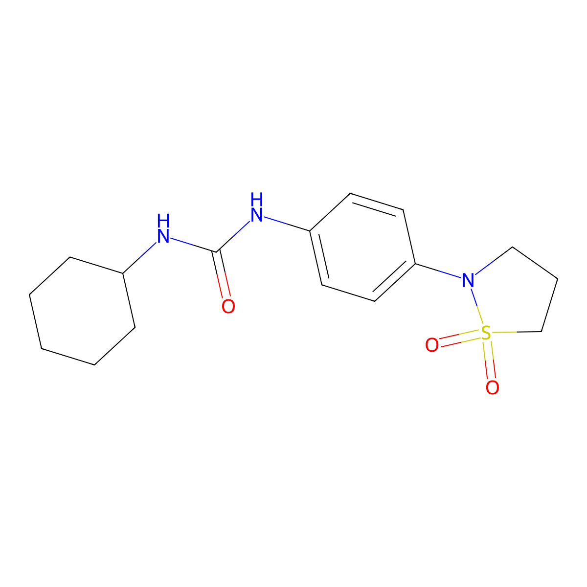 3-Cyclohexyl-1-[4-(1,1-dioxo-1lambda6,2-thiazolidin-2-yl)phenyl]urea molecular structure, CAS 1202969-68-3