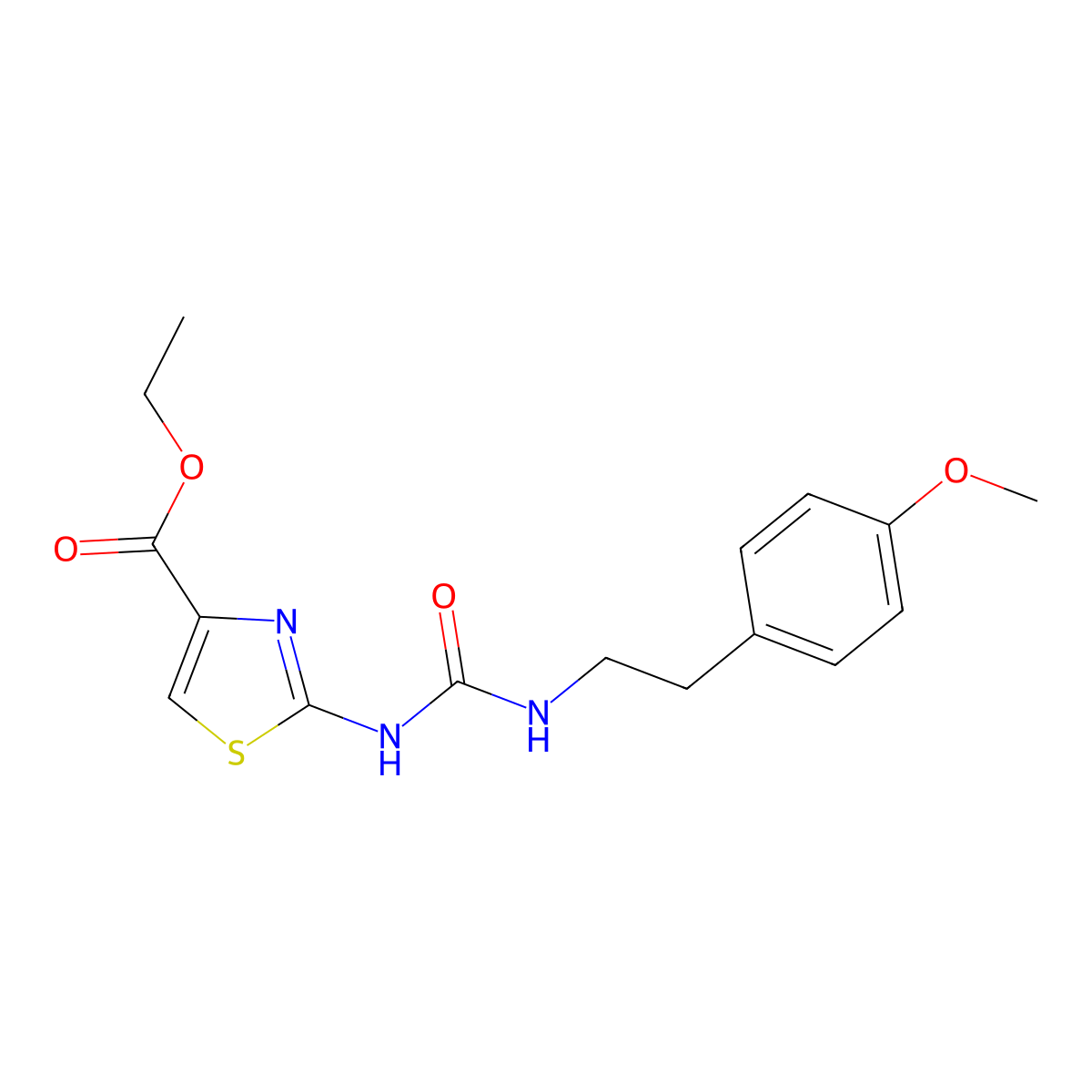 Ethyl 2-(3-(4-methoxyphenethyl)ureido)thiazole-4-carboxylate molecular structure, CAS 1202970-21-5