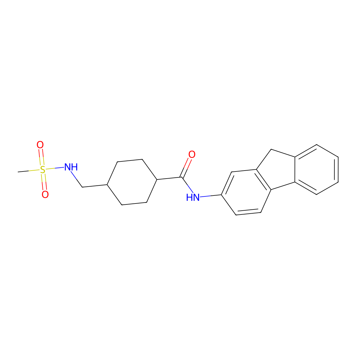N-(9H-fluoren-2-yl)-4-(methanesulfonamidomethyl)cyclohexane-1-carboxamide molecular structure, CAS 1202971-30-9