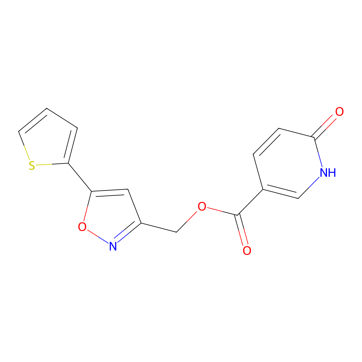 (5-(Thiophen-2-yl)isoxazol-3-yl)methyl 6-oxo-1,6-dihydropyridine-3-carboxylate molecular structure, CAS 1202971-56-9