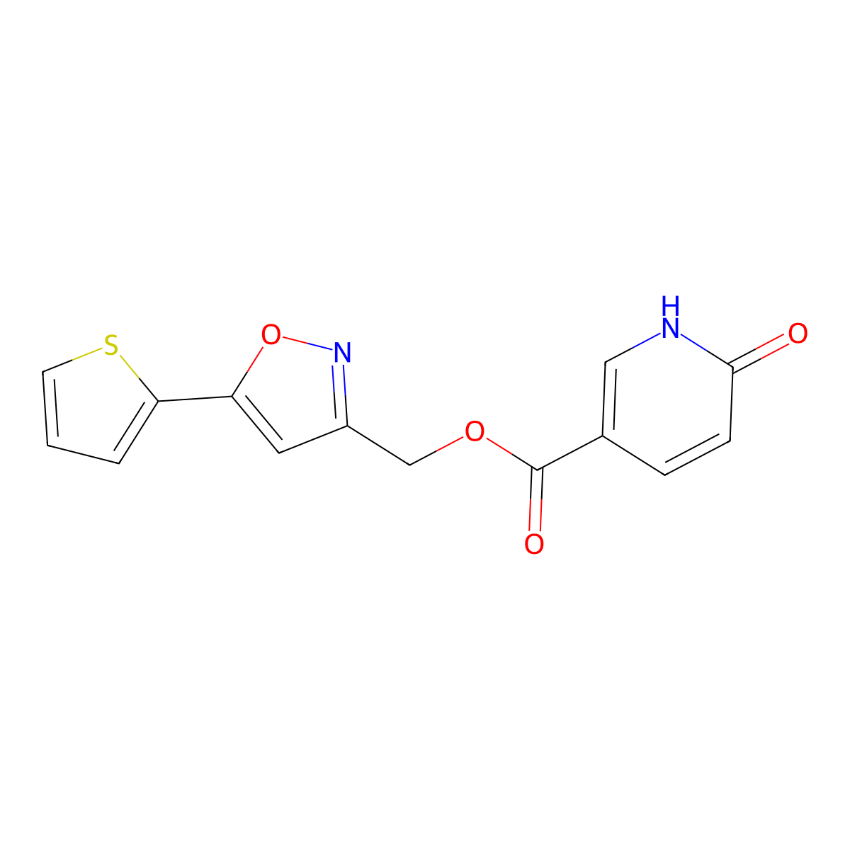 (5-(Thiophen-2-yl)isoxazol-3-yl)methyl 6-oxo-1,6-dihydropyridine-3-carboxylate molecular structure, CAS 1202971-56-9
