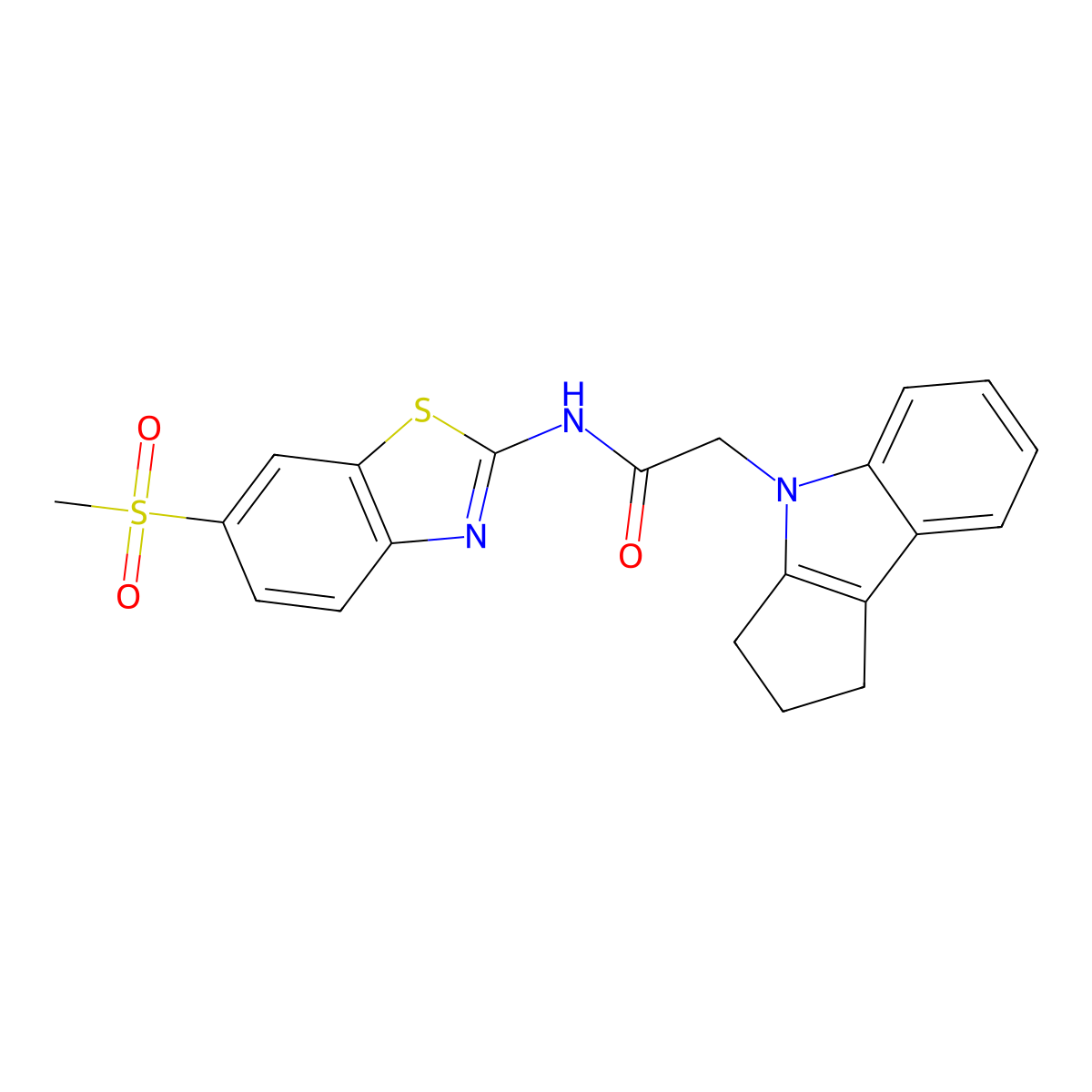 2-(2,3-dihydrocyclopenta[b]indol-4(1H)-yl)-N-(6-(methylsulfonyl)benzo[d]thiazol-2-yl)acetamide molecular structure, CAS 1202971-67-2