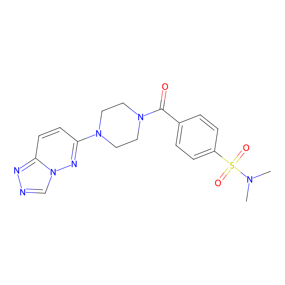 4-(4-([1,2,4]triazolo[4,3-b]pyridazin-6-yl)piperazine-1-carbonyl)-N,N-dimethylbenzenesulfonamide molecular structure, CAS 1202972-26-6
