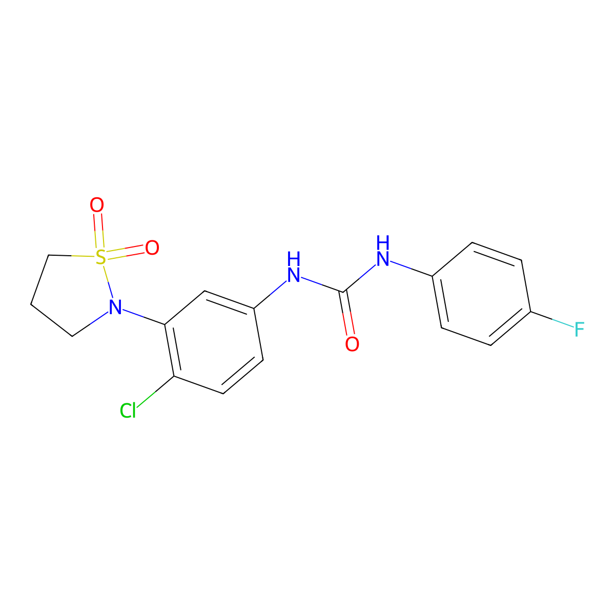 1-(4-Chloro-3-(1,1-dioxidoisothiazolidin-2-yl)phenyl)-3-(4-fluorophenyl)urea molecular structure, CAS 1202974-35-3