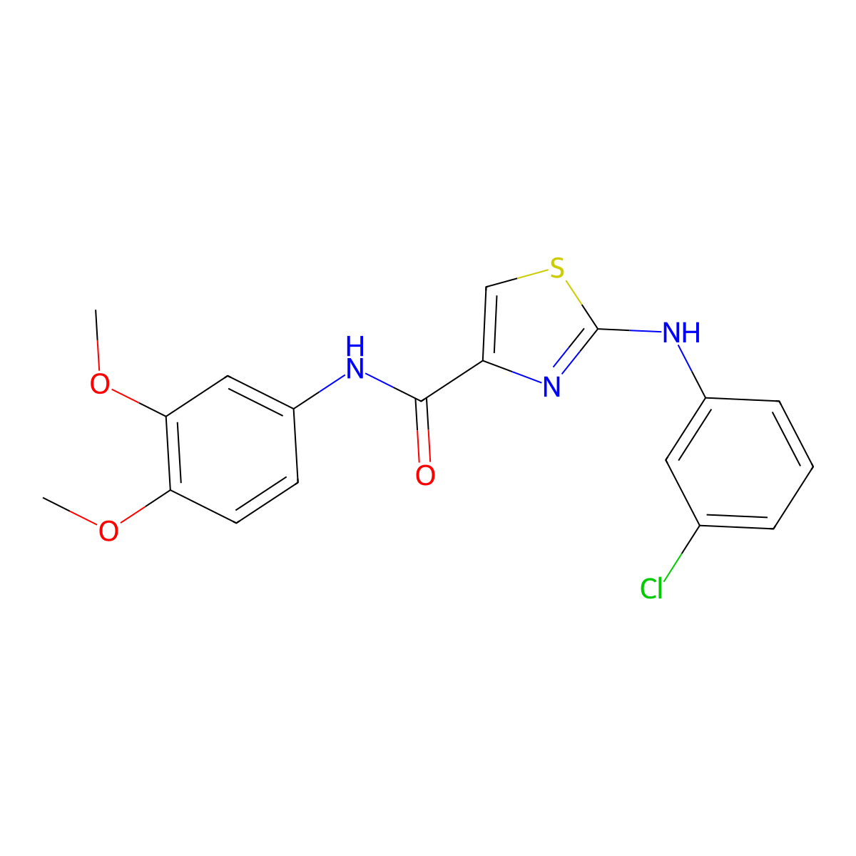 2-((3-chlorophenyl)amino)-N-(3,4-dimethoxyphenyl)thiazole-4-carboxamide molecular structure, CAS 1202975-50-5