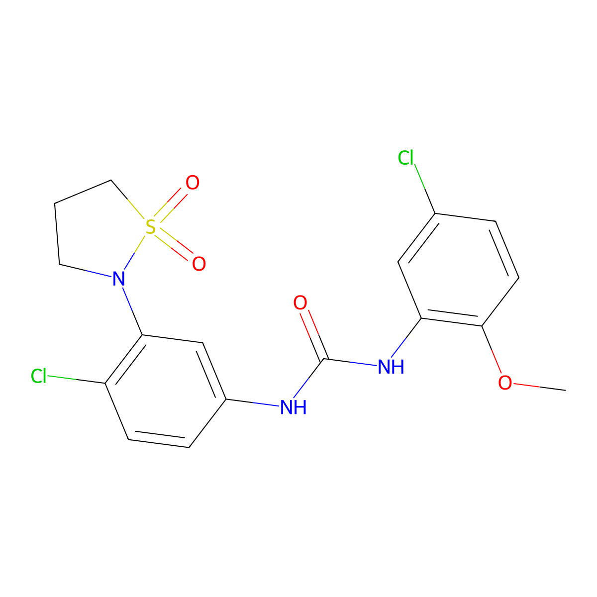1-(5-Chloro-2-methoxyphenyl)-3-(4-chloro-3-(1,1-dioxidoisothiazolidin-2-yl)phenyl)urea molecular structure, CAS 1202976-26-8