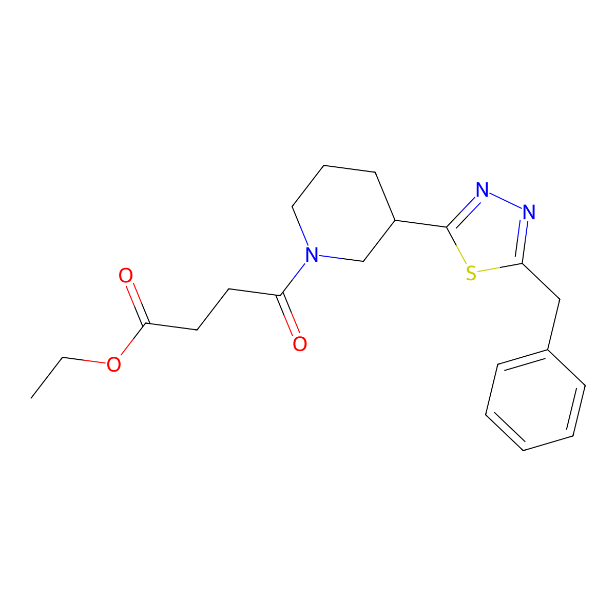 Ethyl 4-[3-(5-benzyl-1,3,4-thiadiazol-2-yl)piperidin-1-yl]-4-oxobutanoate molecular structure, CAS 1202976-61-1