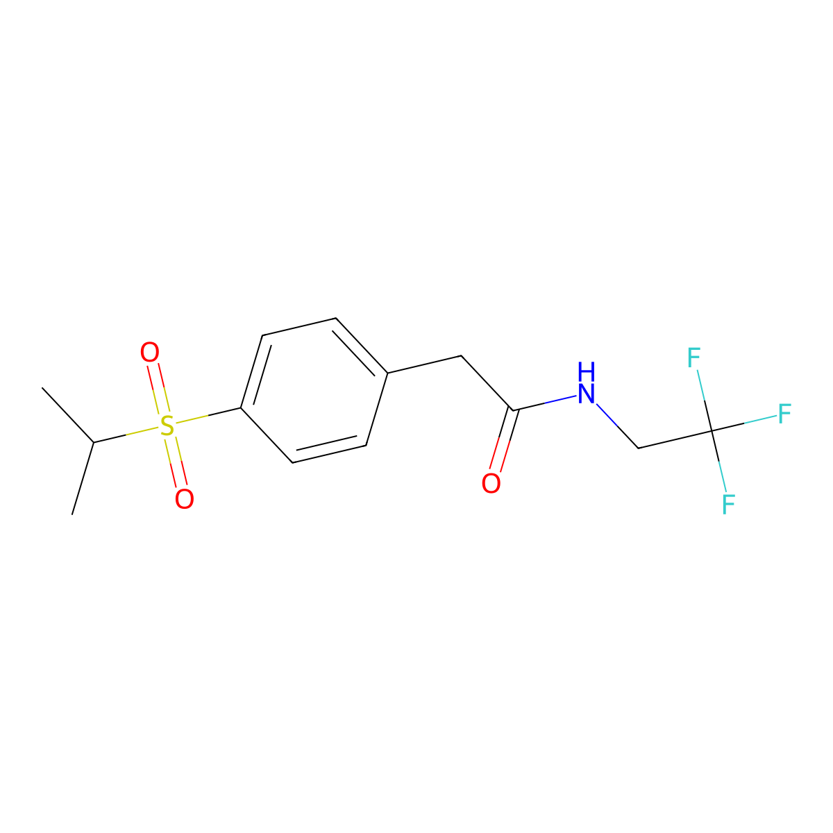 2-(4-(isopropylsulfonyl)phenyl)-N-(2,2,2-trifluoroethyl)acetamide molecular structure, CAS 1202976-90-6