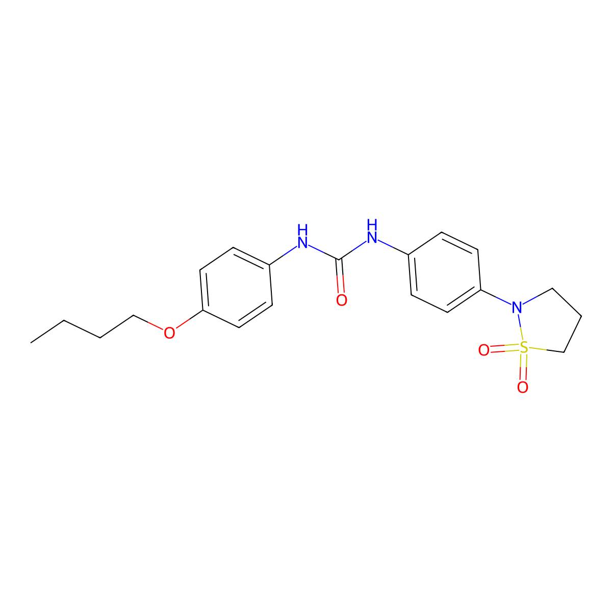 1-(4-Butoxyphenyl)-3-(4-(1,1-dioxidoisothiazolidin-2-yl)phenyl)urea molecular structure, CAS 1202977-83-0