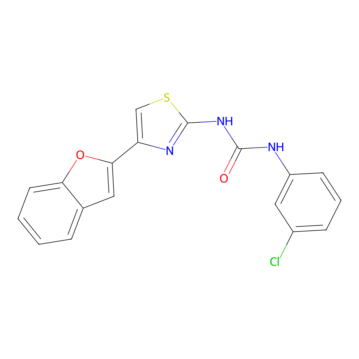 1-(4-(Benzofuran-2-yl)thiazol-2-yl)-3-(3-chlorophenyl)urea molecular structure, CAS 1202977-99-8
