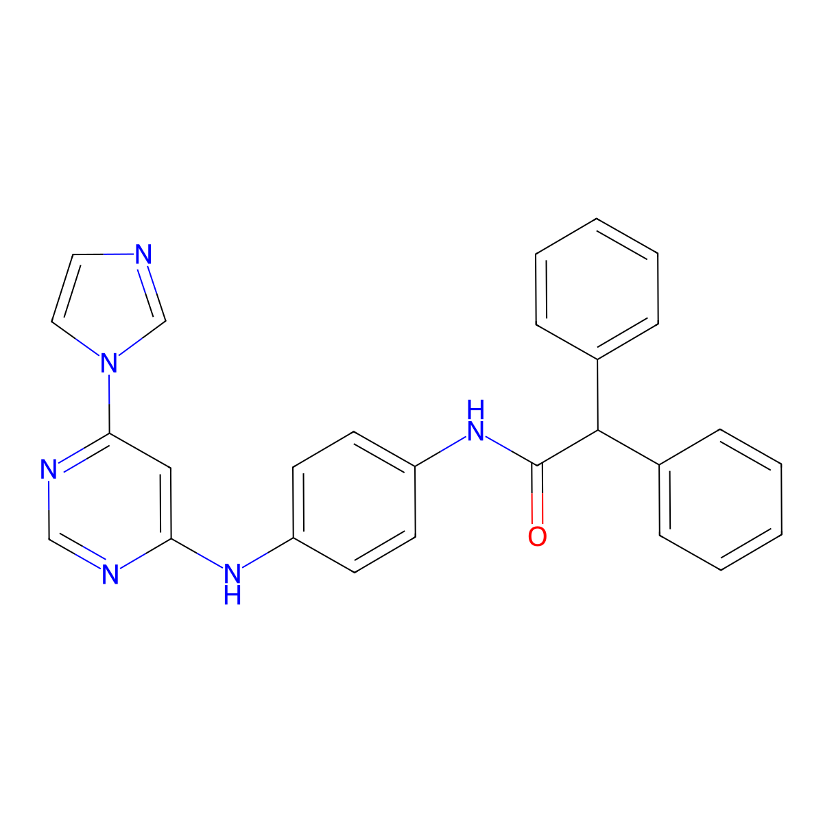 N-(4-{[6-(1H-imidazol-1-yl)pyrimidin-4-yl]amino}phenyl)-2,2-diphenylacetamide molecular structure, CAS 1202978-65-1