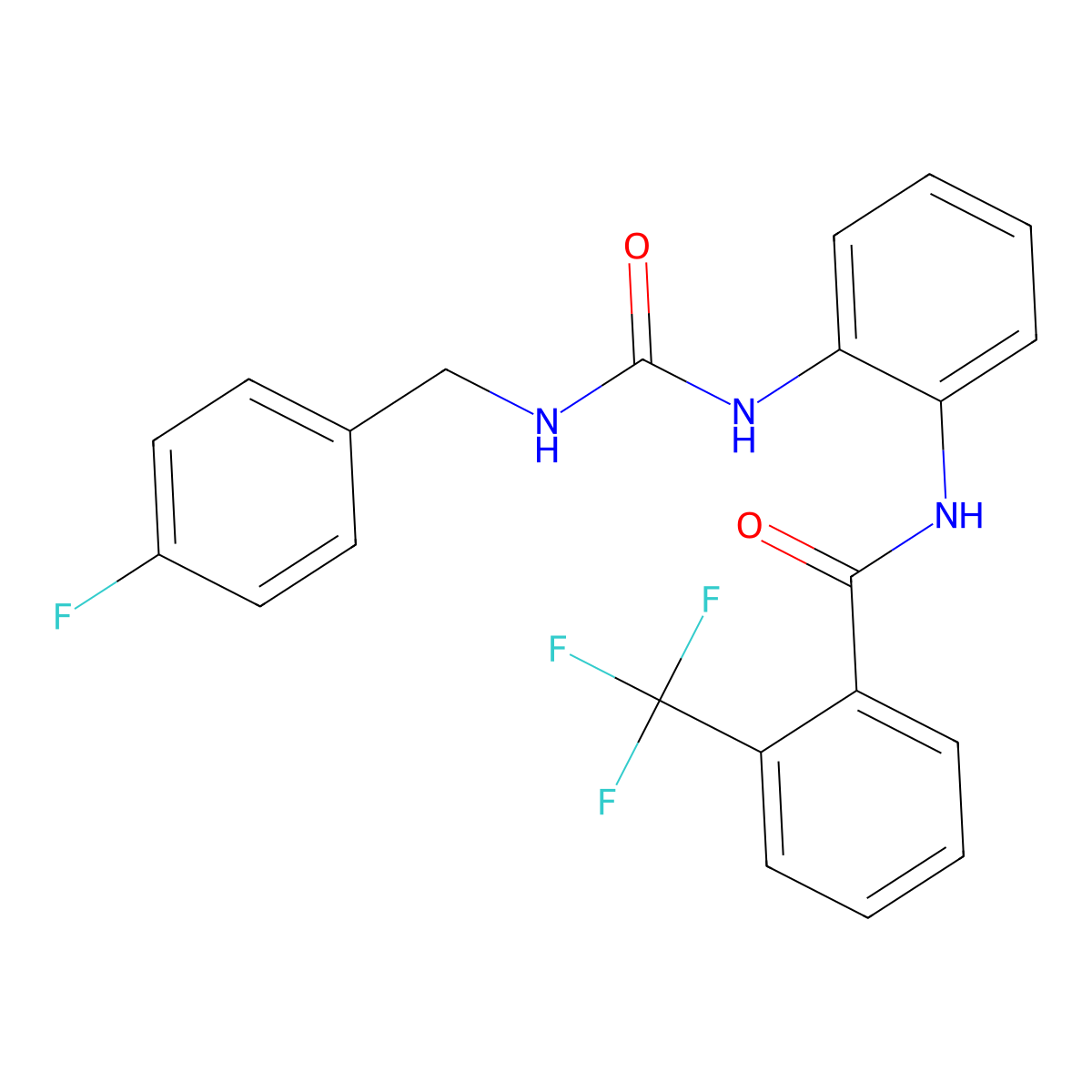 N-(2-(3-(4-fluorobenzyl)ureido)phenyl)-2-(trifluoromethyl)benzamide molecular structure, CAS 1202981-00-7