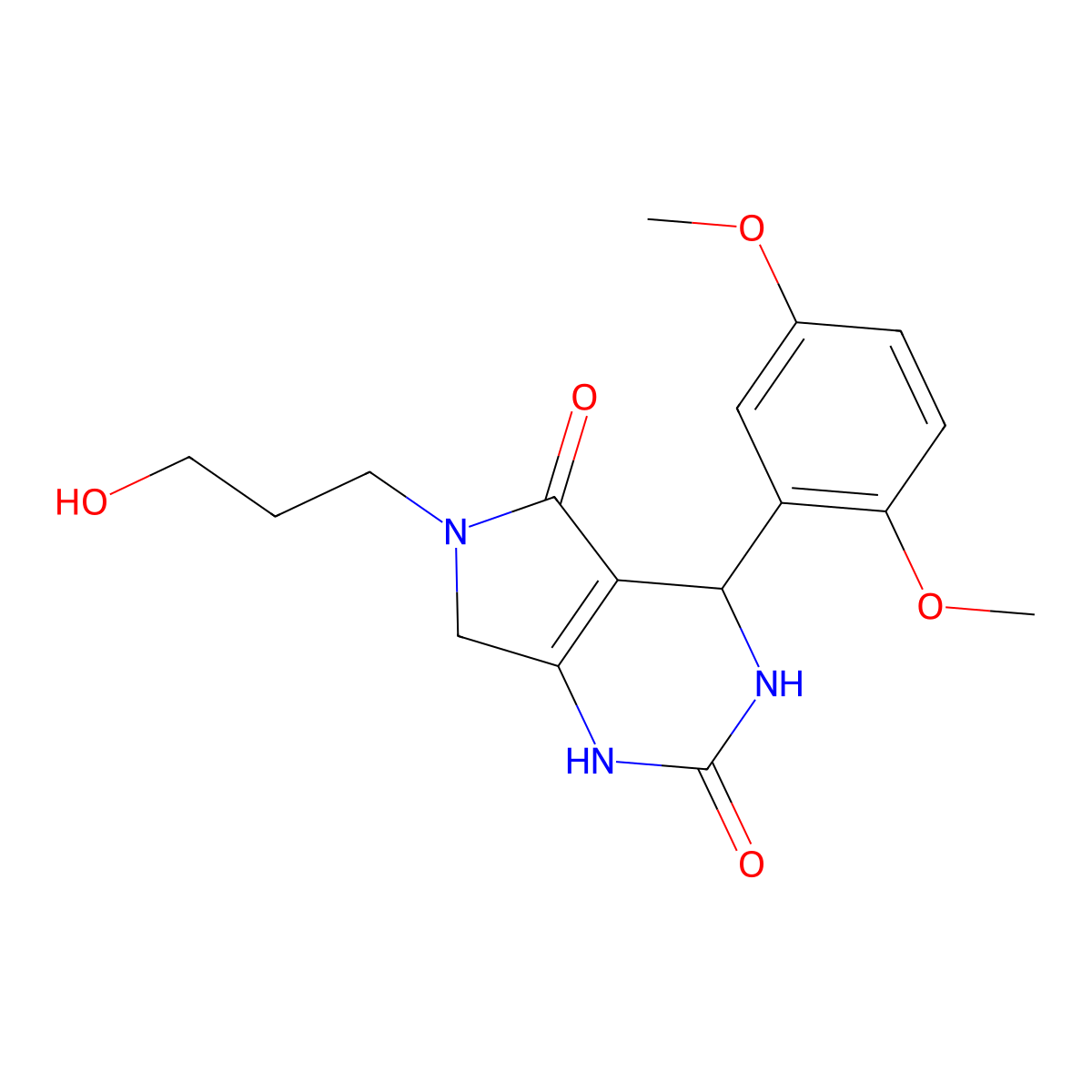 4-(2,5-dimethoxyphenyl)-6-(3-hydroxypropyl)-3,4,6,7-tetrahydro-1H-pyrrolo[3,4-d]pyrimidine-2,5-dione molecular structure, CAS 1202981-01-8