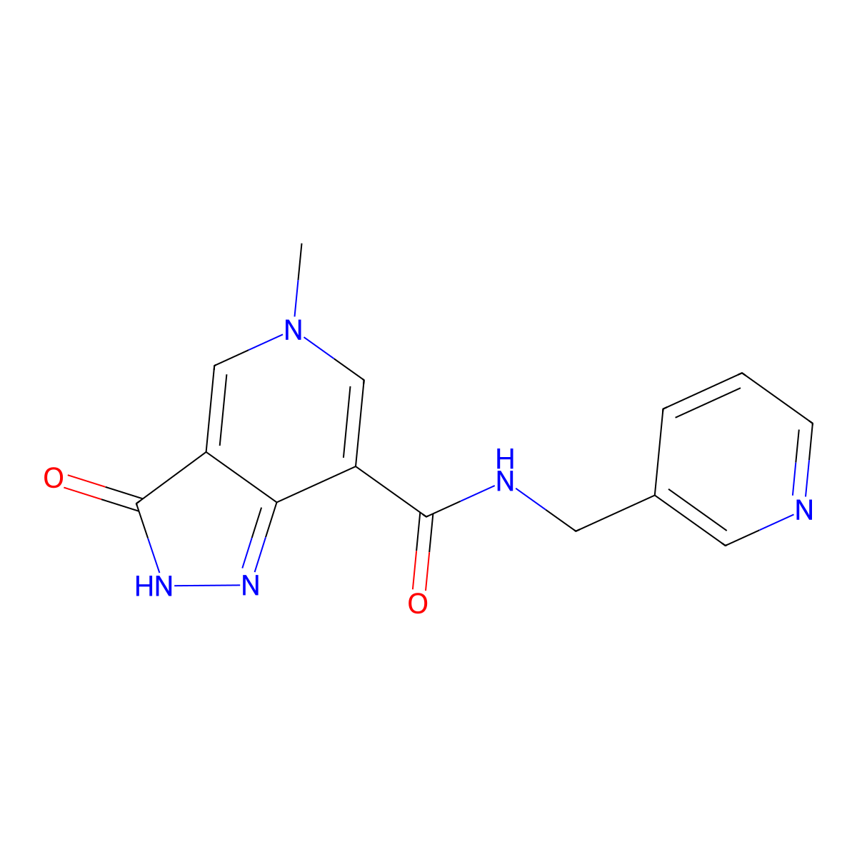 5-methyl-3-oxo-N-(pyridin-3-ylmethyl)-3,5-dihydro-2H-pyrazolo[4,3-c]pyridine-7-carboxamide molecular structure, CAS 1202981-08-5