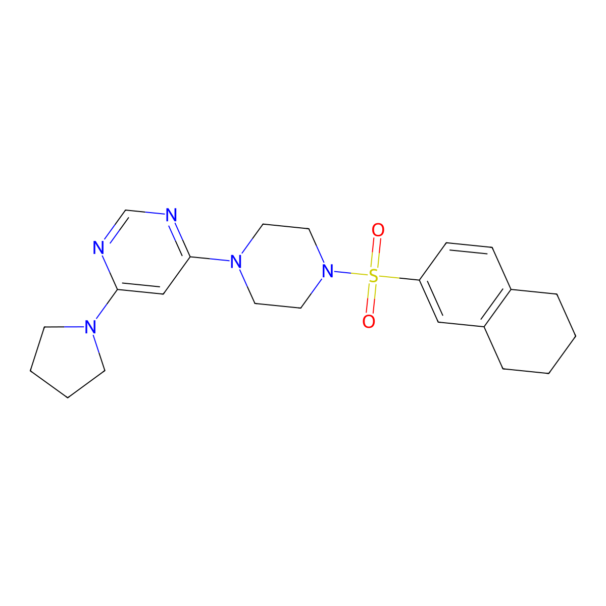 4-(Pyrrolidin-1-yl)-6-(4-((5,6,7,8-tetrahydronaphthalen-2-yl)sulfonyl)piperazin-1-yl)pyrimidine molecular structure, CAS 1202981-45-0