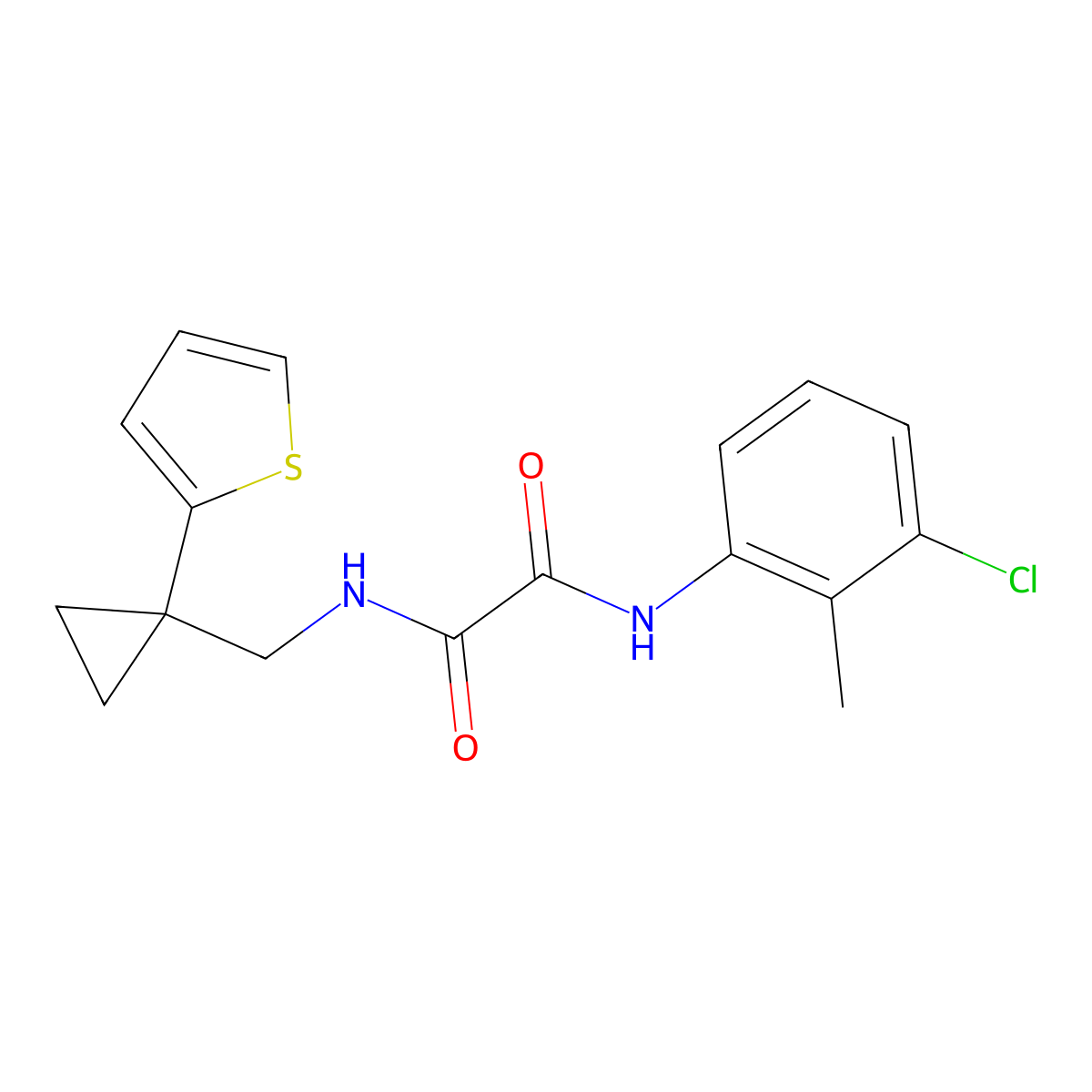 N1-(3-chloro-2-methylphenyl)-N2-((1-(thiophen-2-yl)cyclopropyl)methyl)oxalamide molecular structure, CAS 1202981-98-3
