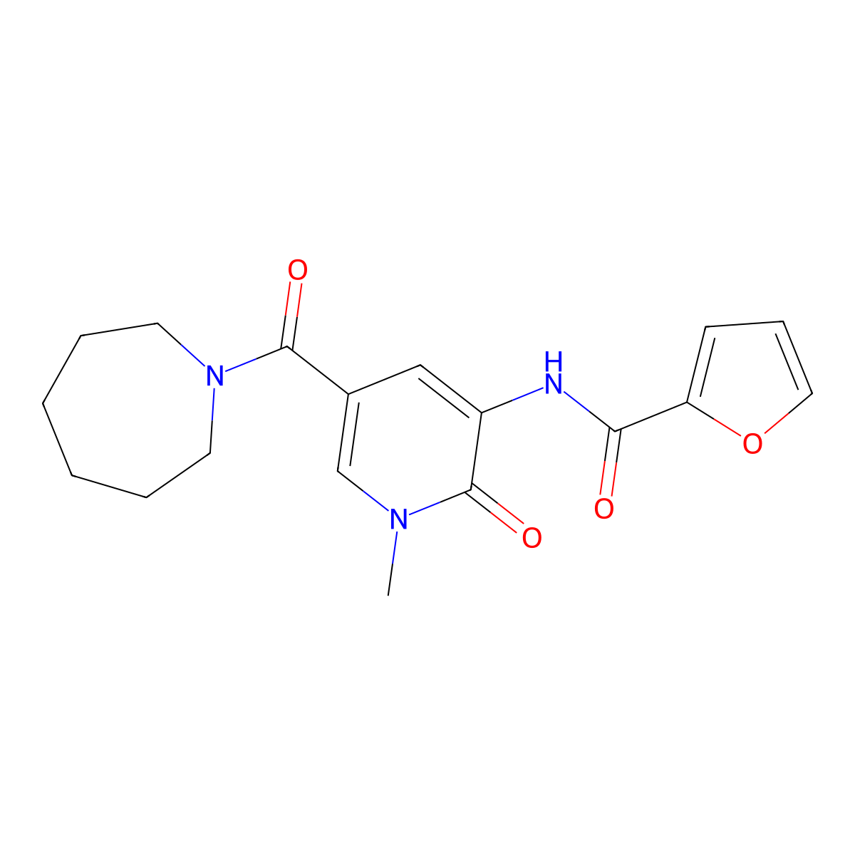 N-[5-(azepane-1-carbonyl)-1-methyl-2-oxo-1,2-dihydropyridin-3-yl]furan-2-carboxamide molecular structure, CAS 1202982-02-2